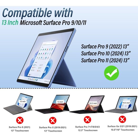 Touchpad Keyboard Case for 13 Inch Microsoft Surface Pro 11/10/9, 7 Colors Backl - Picture 2 of 8